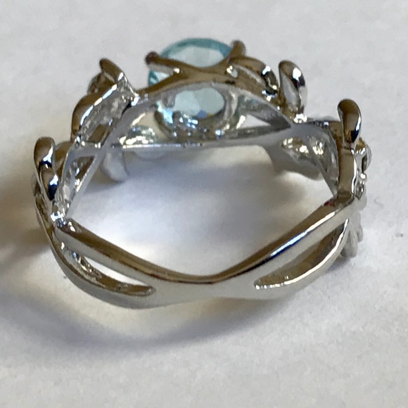 Vintage Silver Topaz Cocktail Ring Size 7 8 9 10 - Picture 6 of 8